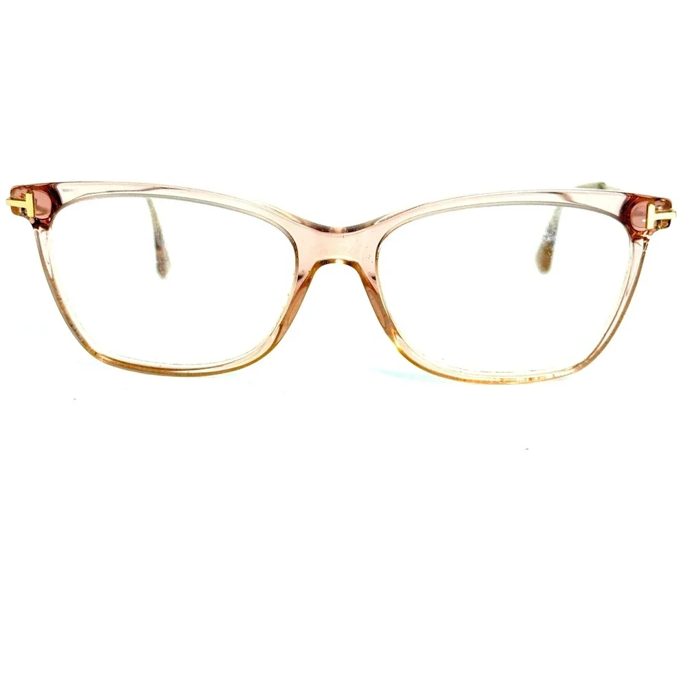 Tom Ford Pink Clear Cat Eye Eyeglasses Frames Gold Tone Hardware TF5456 074‎